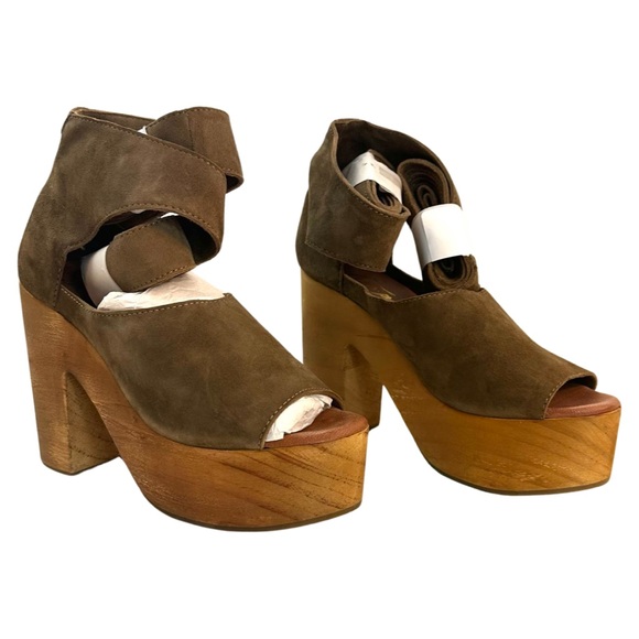 Free People Clog Touch The Sky Wrap Platform Sandal Suede Color:Taupe Size:37NEW - Picture 7 of 16